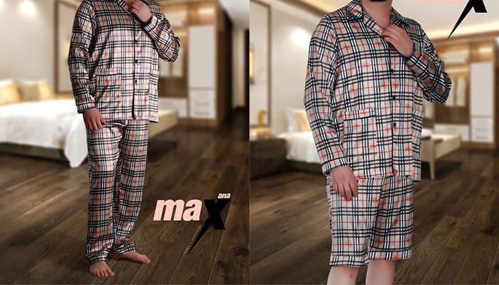 لباس خواب مردانه 2 بلوز شلور 3 تیکه مردانه برند max مدل باربری